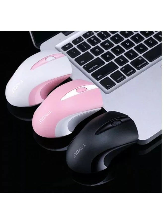 T-Wolf Q2 Optical Wireless Mouse Portable Ergonomic Mice USB Receiver Optical Office Mouse 3 Button 1200 DPI for PC/Laptop  (Pink) - Image 3